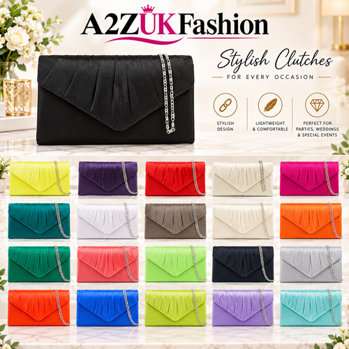 Women satin pleated - women's, clutch
