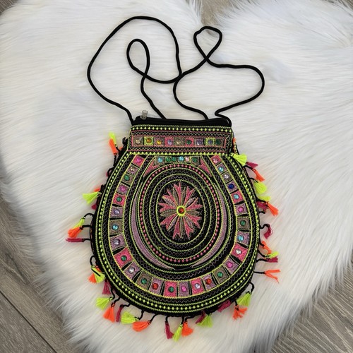 Boho neon embroidered gem - boho,