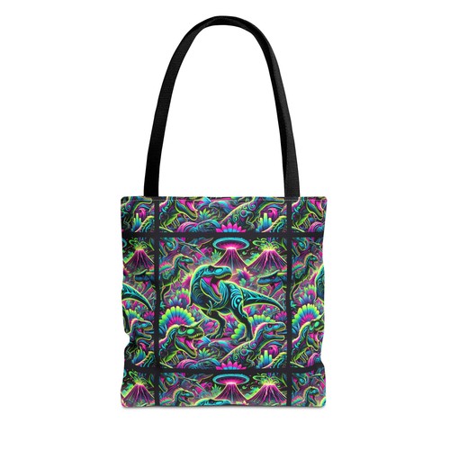 Neon psychedelic dinosaur - dinosaur, tote