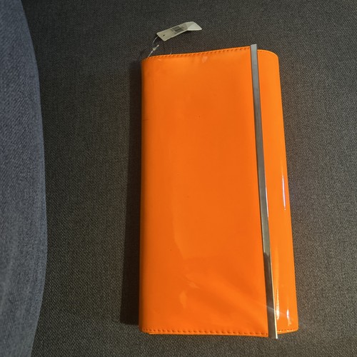 Neon orange patent clutch - orange,