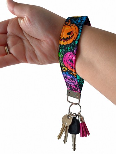 Neon pumpkin themed fabric - pumpkin,